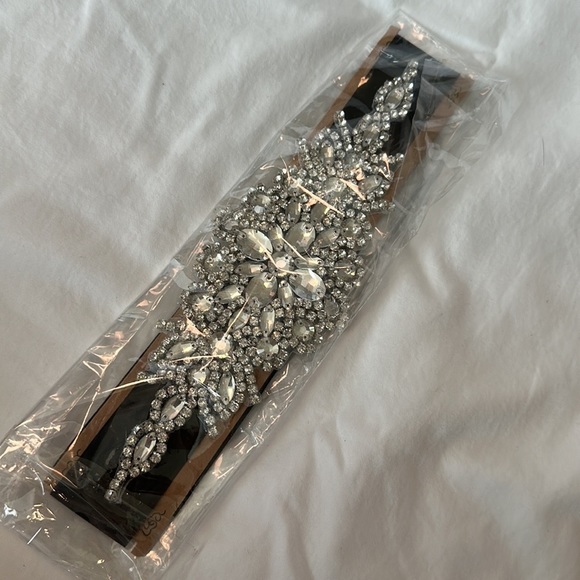 Rhine stone black sash for wedding or formal dress - Picture 6 of 8